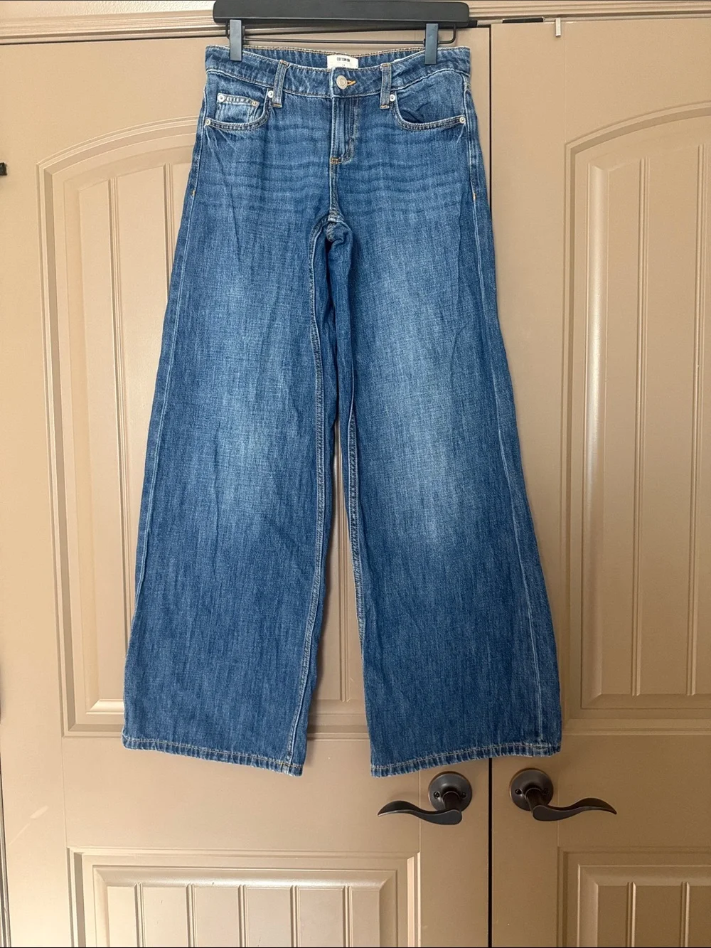 Low Rise Wide Leg Blue Denim Jeans for Women - Picture 1 of 3